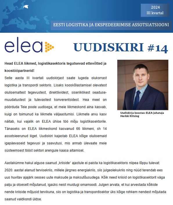 Loe lähemalt: https://us1.campaign-archive.com/?u=ded15deccef524b41a1697491&id=4b4308d534 Liitu uudiskirjaga: https://www.elea.ee/liitu-uudiskirjaga/ The post T